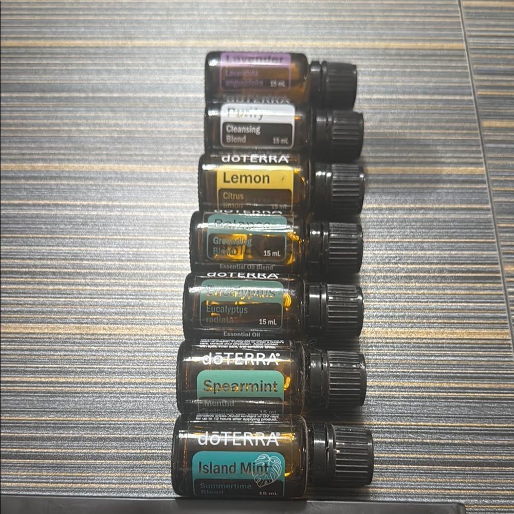 doTERRA Aromatic Oil Collection with Black Caps Lot of 7 Pcs